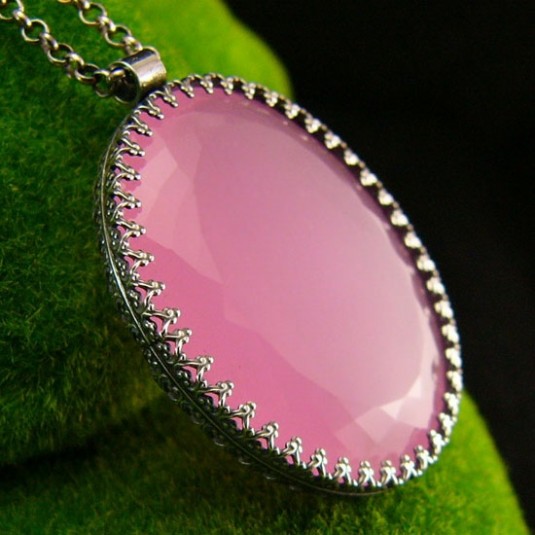 Naszyjnik  Soft Pink - Różowy Opal Srebro 