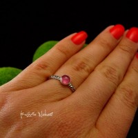 Pierścień ze Srebra - Elfik z Turmalinem Pink
