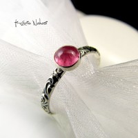 Pierścień ze Srebra - Elfik z Turmalinem Pink