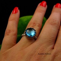 Pierścień Elf - Topaz Swiss Blue Srebro 