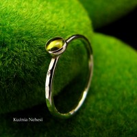 Pierścień Drobinek - Srebro Zielony Turmalin Verdelit 