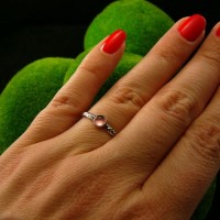 Pierścień ze Srebra - Elfik z Turmalinem Pink 4 mm