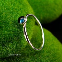 Pierścień Drobinek - Topaz London Blue Srebro