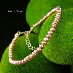 Bransoleta z naturalnymi Fioletowymi Perłami - Pearl - Srebro Perły 